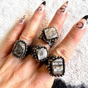 Adjustable Primitive RAW Pyrite Ring 7, 7.5, 8, 8.5